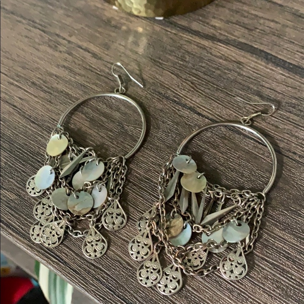 Embellished Hoop Earrings with Shell Details